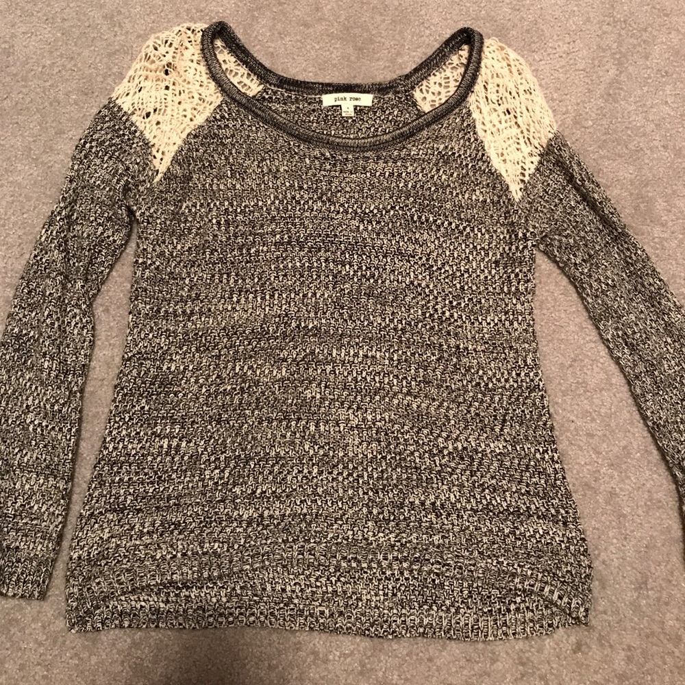 Black & White Sweater w/ Lace